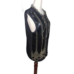 Western Connection ~ Women’s Small ~ Black W/ Gold Beaded & Sequins ~ Vest
